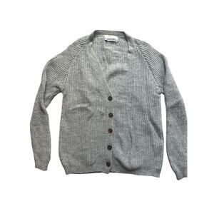 L’Envers Anna V-Neck Cardigan 100% Spanish Merino Wool Ash Grey Women’s Size M